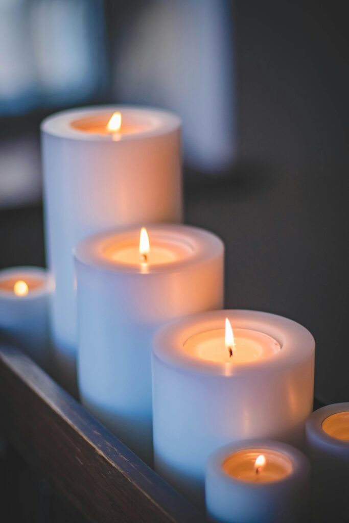 perfect-spa-getaway-white-candles-tiered-in-size-from-large-to-small